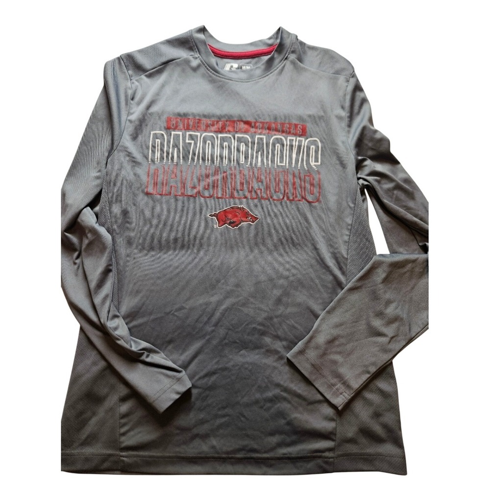 Russell Athletic Arkansas Razorbacks Mens Medium Gray Long Sleeve Training Shirt